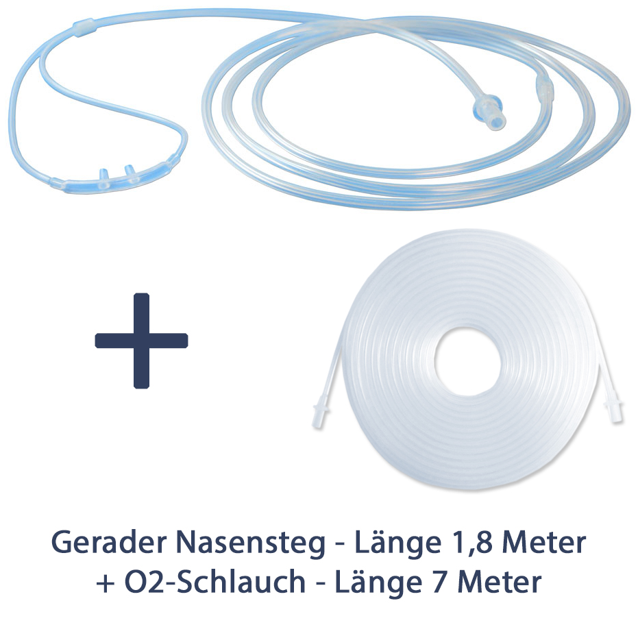 Set Everest 1800 (gerader Nasensteg) + o2 Schlauch 7 Meter + kleiner Steckadapter